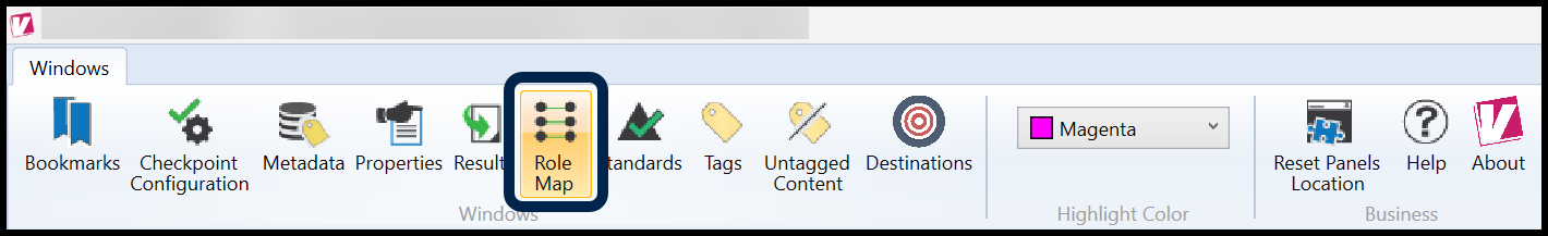 The Role Map button on the Windows tab of the CommonLook PDF Validator. 