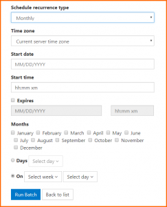 The "Monthly" scheduling option in CommonLook Dynamic.