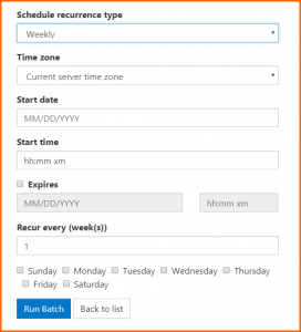 The "Weekly" scheduling option in CommonLook Dynamic.