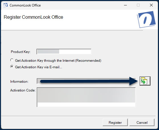 The "Copy" button, next to the Information field, is highlighted.