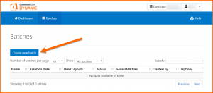The Batches screen with the Create New Batch button highlighted.
