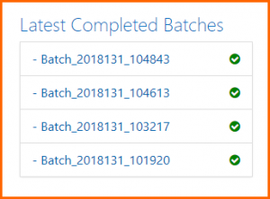 The Latest Completed Batches list on the CommonLook Dynamic Dashboard.