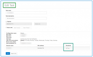 The Edit Tasks screen as described in the preceding paragraph. The Standards button, to view the standards applied to this Task, is highlighted. 