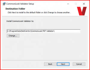 The destination folder dialog for the CommonLook PDF Validator. 