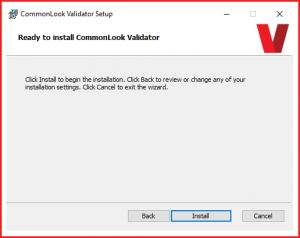 The CommonLook PDF Validator dialog confirming installation is ready to proceed. 