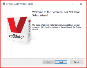 The Welcome screen for the CommonLook Validator Setup Wizard. 