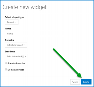 The form to create a new widget showing the various fields as described in detail in the previous list. The Create button is highlighted as well. 